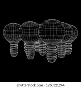 Lamp bulb consisting of lines and polygons. Business idea. Wireframe low poly mesh vector illustration