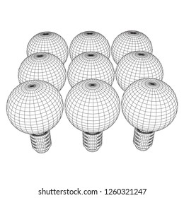 Lamp bulb consisting of lines and polygons. Business idea. Wireframe low poly mesh vector illustration