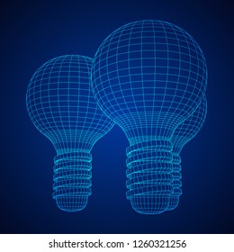 Lamp bulb consisting of lines and polygons. Business idea. Wireframe low poly mesh vector illustration