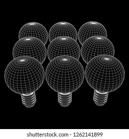 Lamp bulb consisting of lines and polygons. Business idea. Wireframe low poly mesh vector illustration