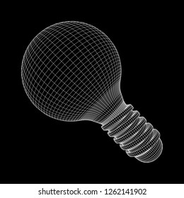 Lamp bulb consisting of lines and polygons. Business idea. Wireframe low poly mesh vector illustration