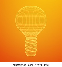 Lamp bulb consisting of lines and polygons. Business idea. Wireframe low poly mesh vector illustration