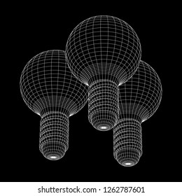 Lamp bulb consisting of lines and polygons. Business idea. Wireframe low poly mesh vector illustration