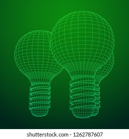 Lamp bulb consisting of lines and polygons. Business idea. Wireframe low poly mesh vector illustration