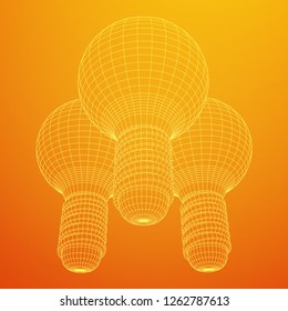 Lamp bulb consisting of lines and polygons. Business idea. Wireframe low poly mesh vector illustration