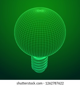 Lamp bulb consisting of lines and polygons. Business idea. Wireframe low poly mesh vector illustration