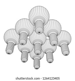 Lamp bulb consisting of lines and polygons. Business idea. Wireframe low poly mesh vector illustration