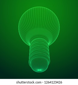 Lamp bulb consisting of lines and polygons. Business idea. Wireframe low poly mesh vector illustration