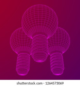 Lamp bulb consisting of lines and polygons. Business idea. Wireframe low poly mesh vector illustration