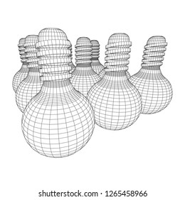 Lamp bulb consisting of lines and polygons. Business idea. Wireframe low poly mesh vector illustration