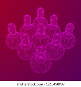 Lamp bulb consisting of lines and polygons. Business idea. Wireframe low poly mesh vector illustration