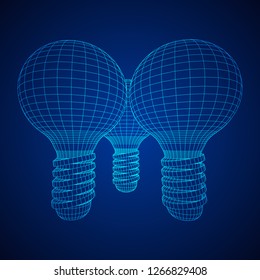 Lamp bulb consisting of lines and polygons. Business idea. Wireframe low poly mesh vector illustration