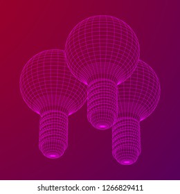 Lamp bulb consisting of lines and polygons. Business idea. Wireframe low poly mesh vector illustration