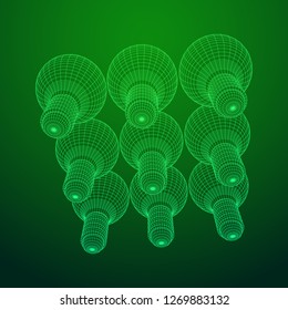 Lamp bulb consisting of lines and polygons. Business idea. Wireframe low poly mesh vector illustration