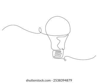 Lamp bulb continuous line drawing. Light bulb vector illustration with editable outline
