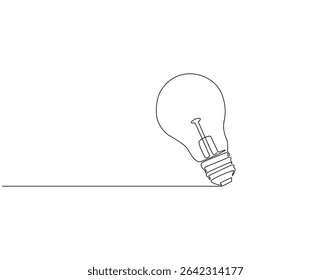 Lamp bulb continuous line drawing. Light bulb vector line art. Idea and innovation concept