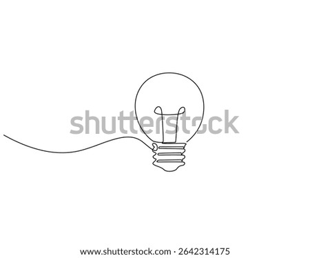 Lamp bulb continuous line drawing. Light bulb vector line art. Idea and innovation concept