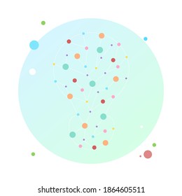 Lamp bulb design with connecting dots in circle icon. Internet technology icon triangle polygonal network concept. Polygon wireframe connected point illustration. Tech lightbulb logo designs concept.