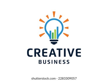 Lamp bulb with graph chart for creative business logo design