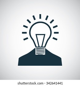 lamp bulb head icon, on white background
