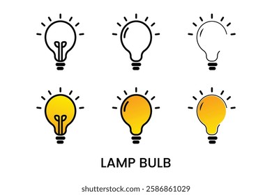 lamp bulb icon logo set