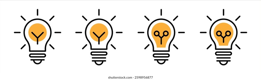 lamp bulb icon set. containing idea, innovation, creativity, inspiration, light bulb icon symbol sign. vector illustration
