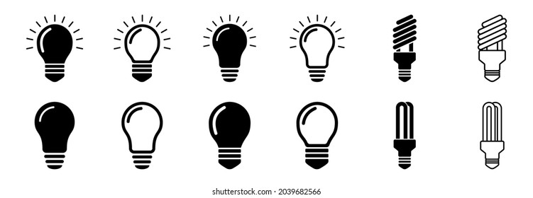 lamp bulb icon set, lamp bulb vector set symbol illustrations