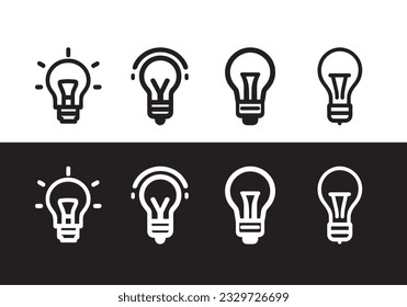 lamp bulb idea icon, vector lightbulb creativity concept, outline modern design isolated on white background