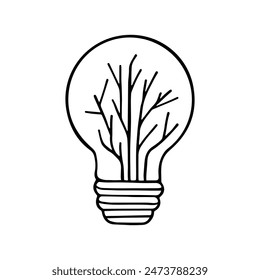 Lamp bulb idea icon. Vector lightbulb creativity concept outline modern design isolated on white background