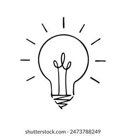 Lamp bulb idea icon. Vector lightbulb creativity concept outline modern design isolated on white background