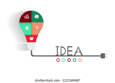 lamp bulb idea info graphics with people, earth , tree and finance icon, business idea innovation concept, vector art and illustration.