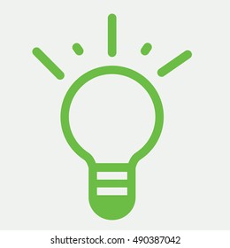 lamp bulb light idea icon green simple on white background