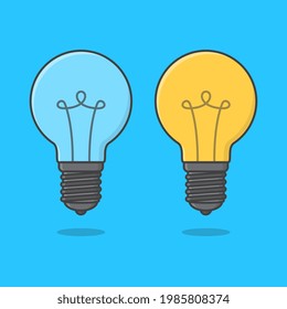 Ilustración De Icono Del Vector Con Lámpara Encendida Y Desactivada. Bombilla de ahorro de energía incandescente o fluorescente