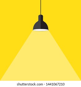 lamp bulb on yellow background,part of moderm interior and place for text,cartoon stock vector illustration