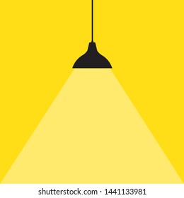 lamp bulb on yellow background,part of moderm interior and place for text,cartoon stock vector illustration