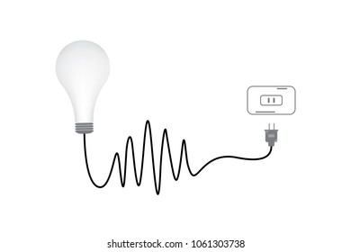 lamp or bulb and plug design on white  background
