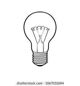 Lamp bulb shine coloring retro vector illustration. Isolated image on white background. Comic book style imitation.