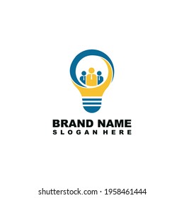 Lamp bulb with team work for buiness logo design