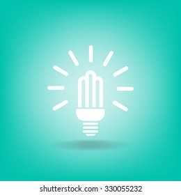 Lamp bulb vector flat icon with light rays. Black outline contour style symbol.