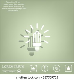 Lamp bulb vector flat icon with light rays. Black outline contour style symbol.