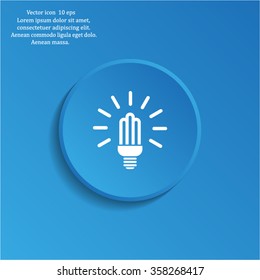 Lamp bulb vector flat icon with light rays. Black outline contour style symbol.