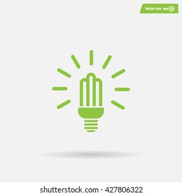 Lamp bulb vector flat icon with light rays. Black outline contour style symbol.