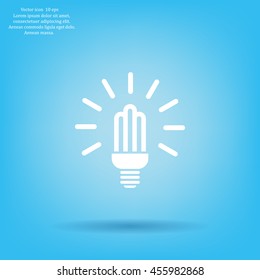 Lamp bulb vector flat icon with light rays. Black outline contour style symbol.