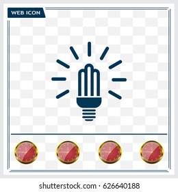 Lamp bulb vector flat icon with light rays. Black outline contour style symbol.