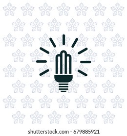 Lamp bulb vector flat icon with light rays. Black outline contour style symbol.