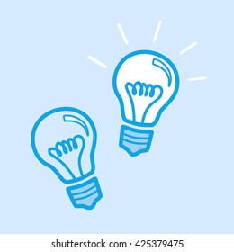 Lamp Bulb Vector Icon Simple Blue