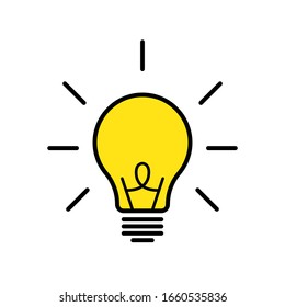 Lamp or bulb vector isolated icon. Vector illustration. Solution or ides symbol. Flat design illustration. Thinking concept. EPS 10