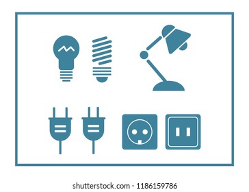 Lamp and bulbs black icons set. Electrical symbols. Bulb energy, electric lamp icon