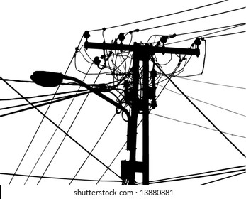 lamp with bunch of power cables