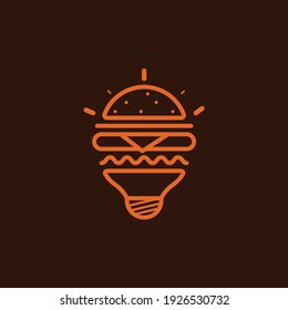 lamp and burger logo, can be used for the logo of a burger restaurant